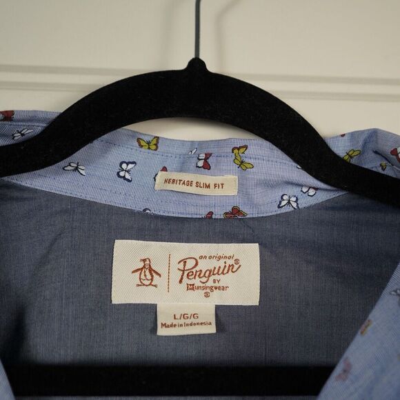 Penguin Mens Heritage Slim Fit Large Button Butterfly SF - Picture 2 of 6